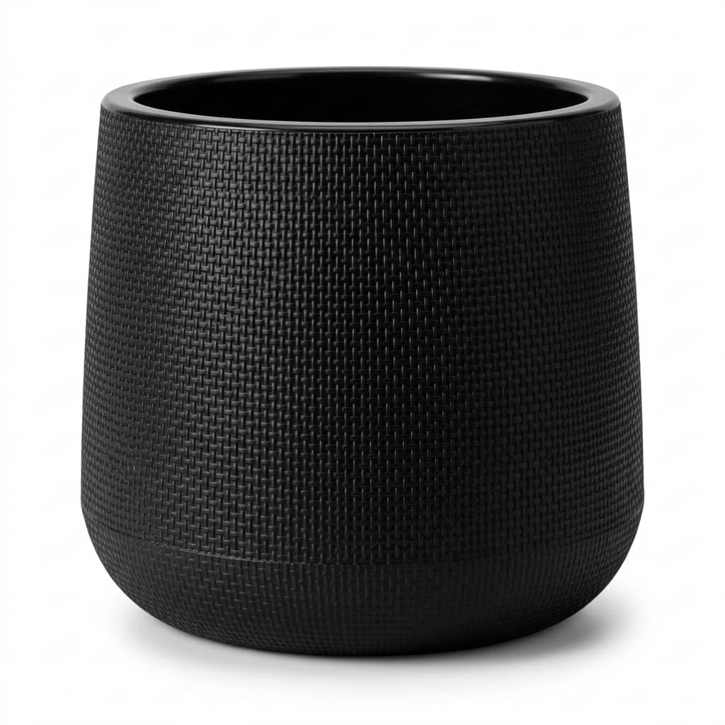 Compact Black Square Plastic Pot 23x23cm