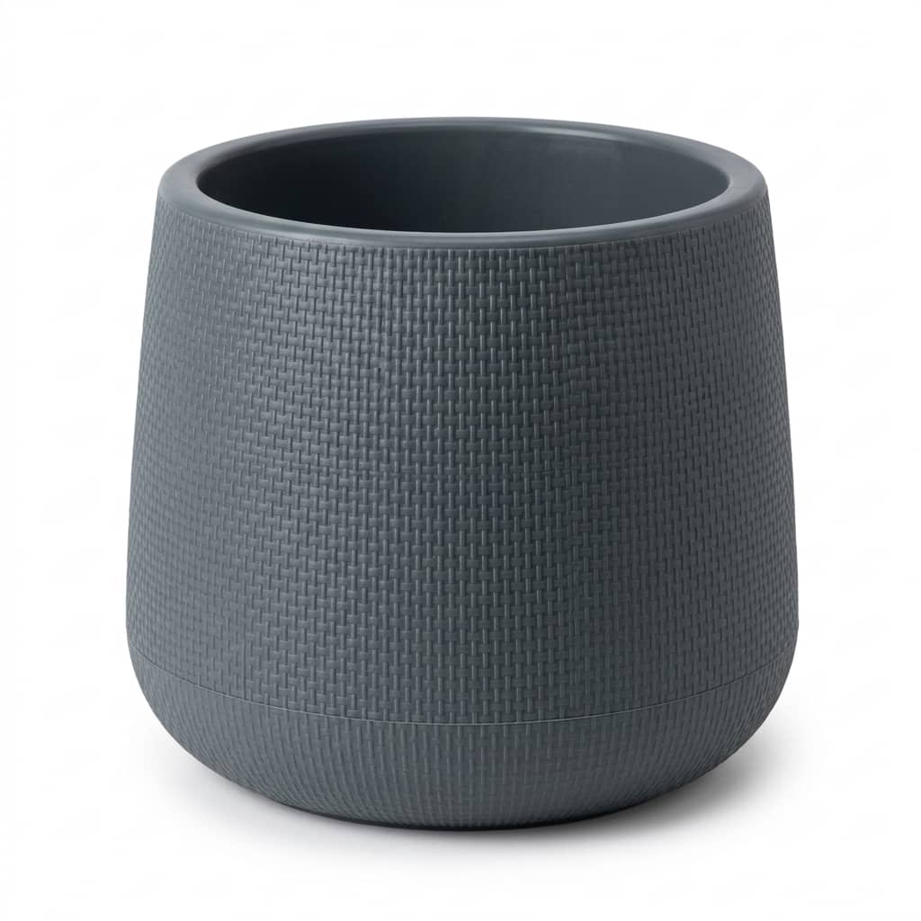 Compact Grey Square Plastic Pot 23x23cm