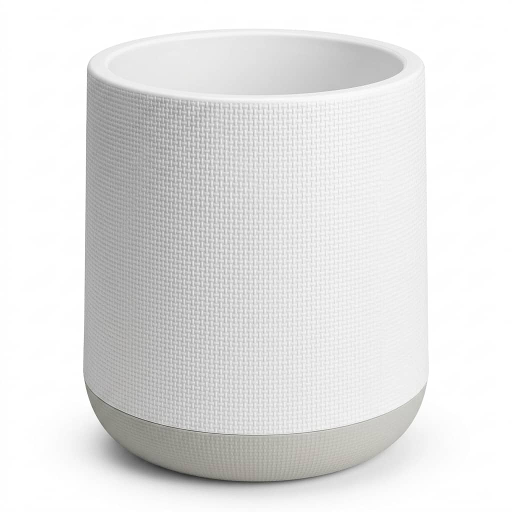 Elegant White Cylinder Plastic Pot 35x45cm
