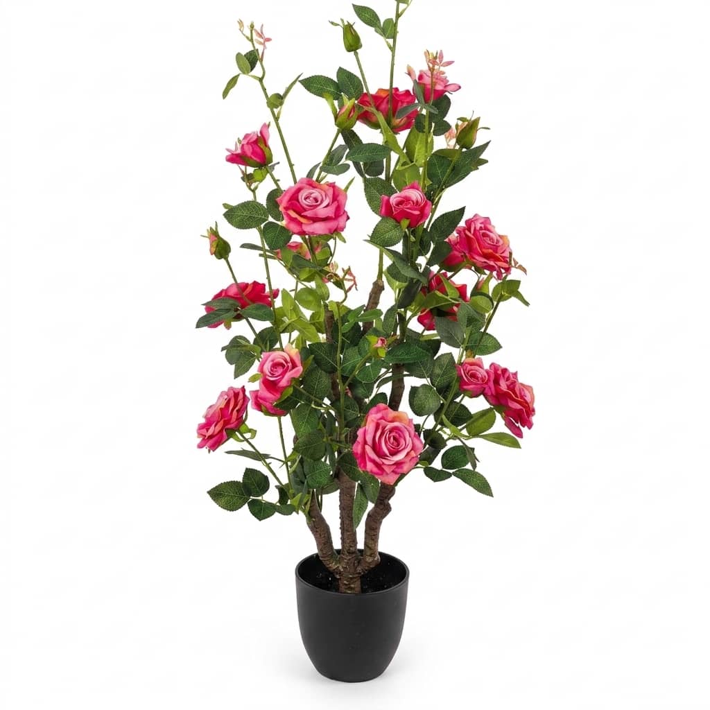 Premium Artificial Pink Rose Bush 95cm