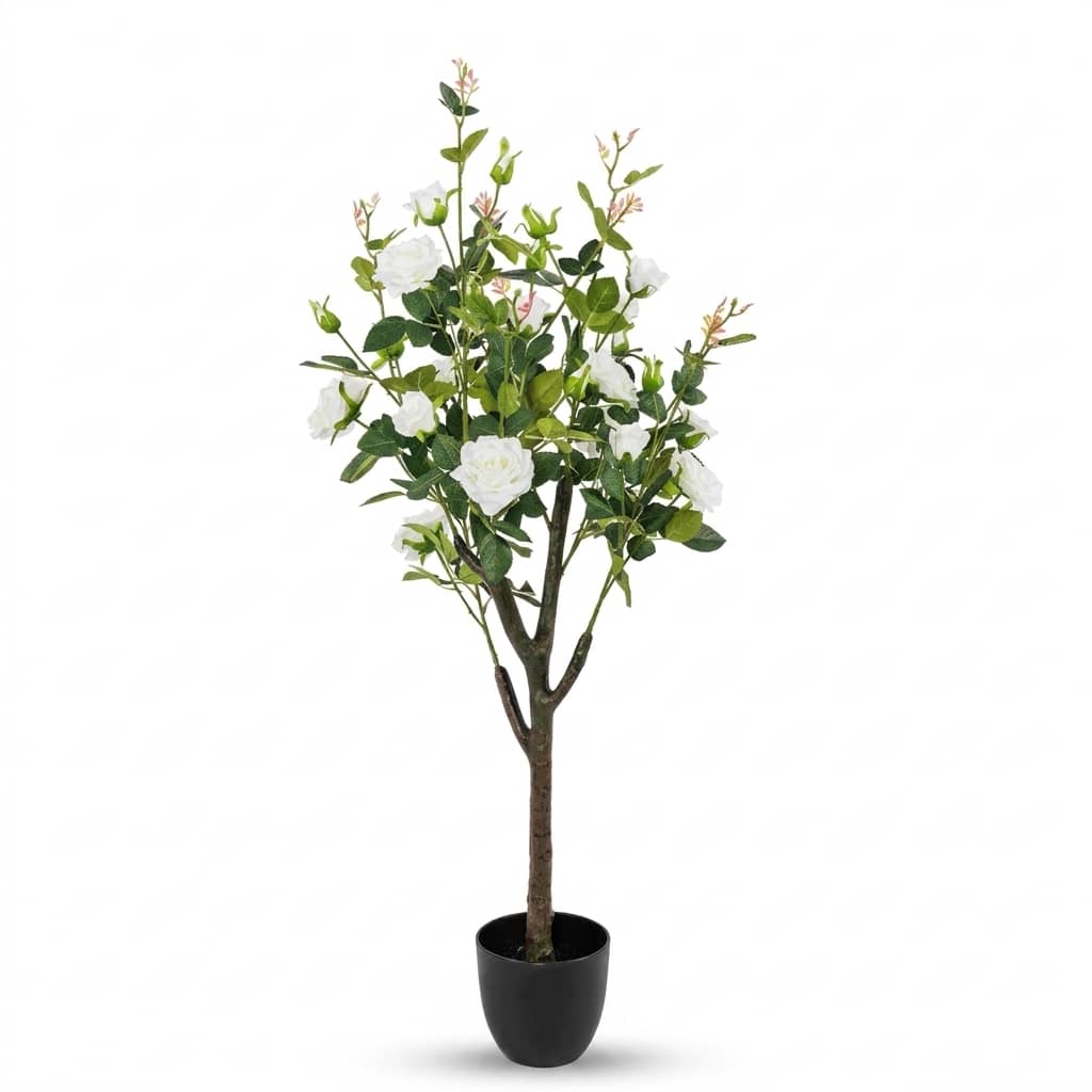 Artificial White Rose Tree 130cm