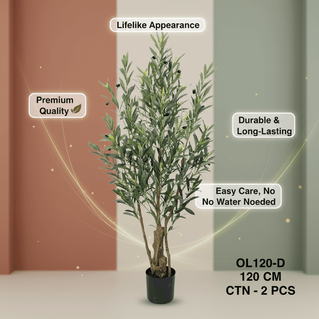 120cm Artificial Olive Tree with Black Olives - Realistic Faux Plant Decor