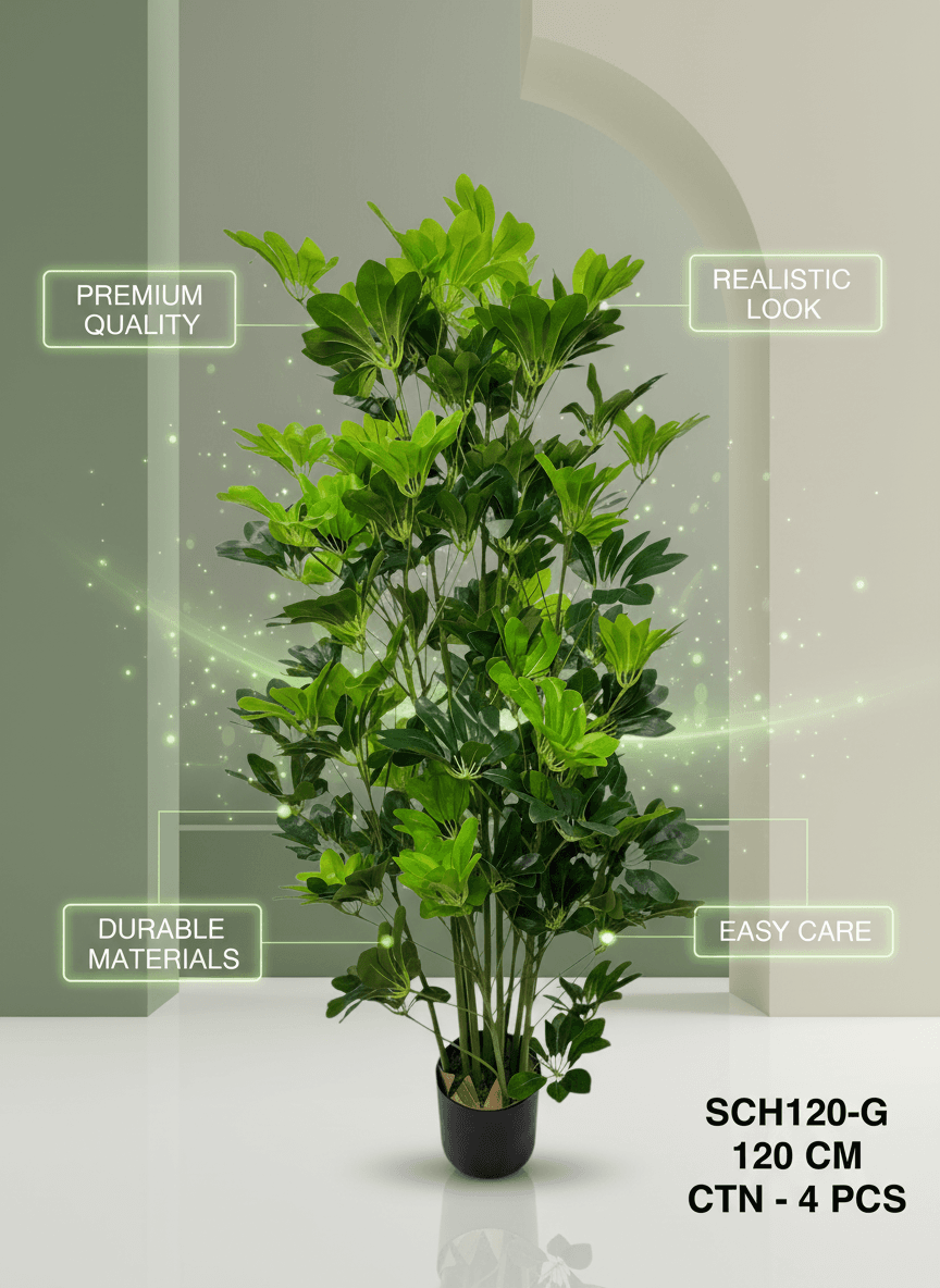 120cm Artificial Schefflera Plant for Indoor Home & Office Decor