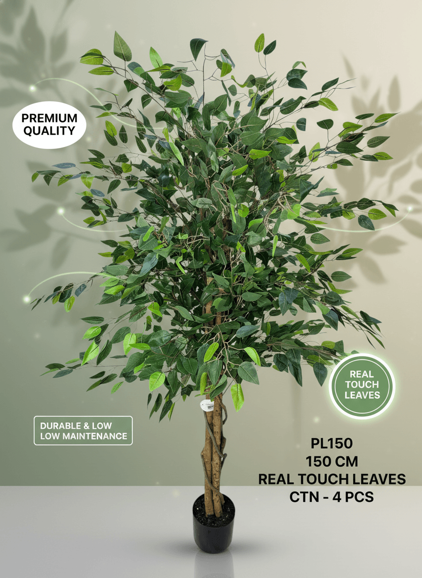 150 CM Artificial Ficus Tree with Real Touch Leaves - Lifelike Indoor Decor