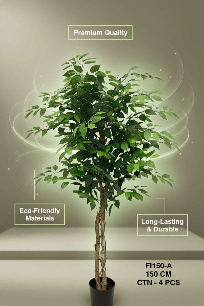 150cm Artificial Ficus Tree - Realistic Faux Plant for Home & Office Decor
