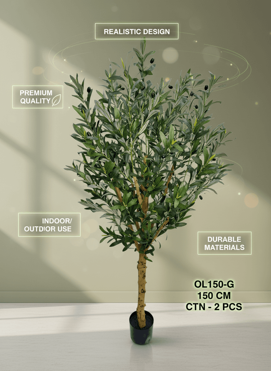 150cm Artificial Olive Tree - Realistic Faux Plant for Home & Office Decor