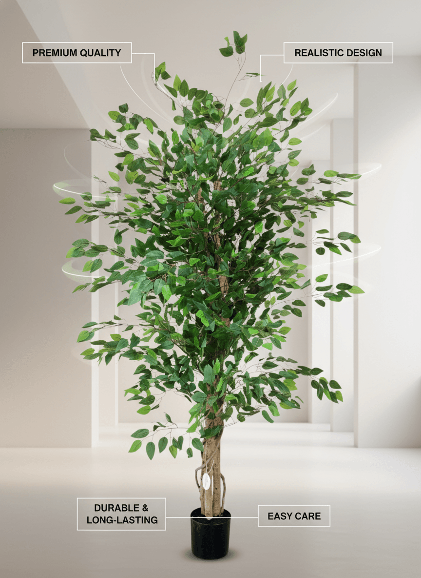 180cm Realistic Artificial Ficus Tree for Indoor Decor - Maintenance-Free Greenery