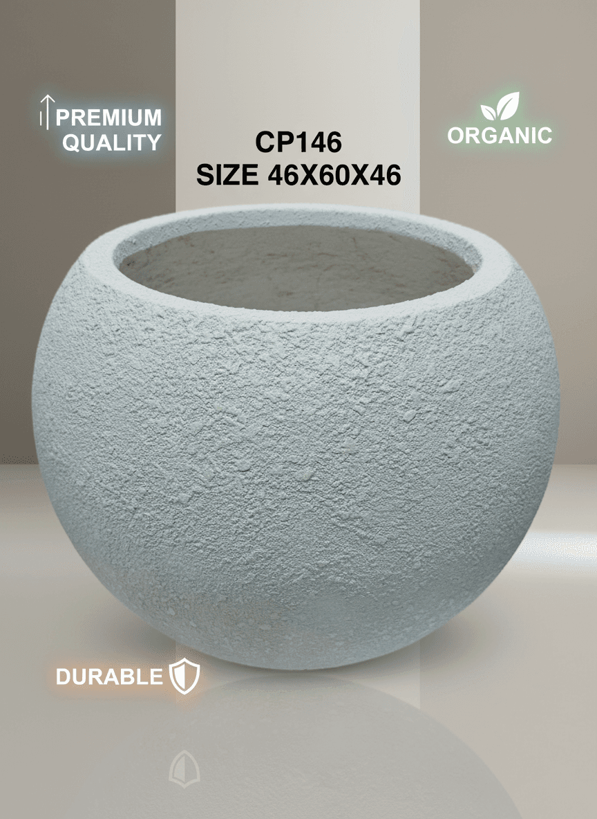CP146 Large Textured Round Fiber Planter Pot - 46x60x46cm