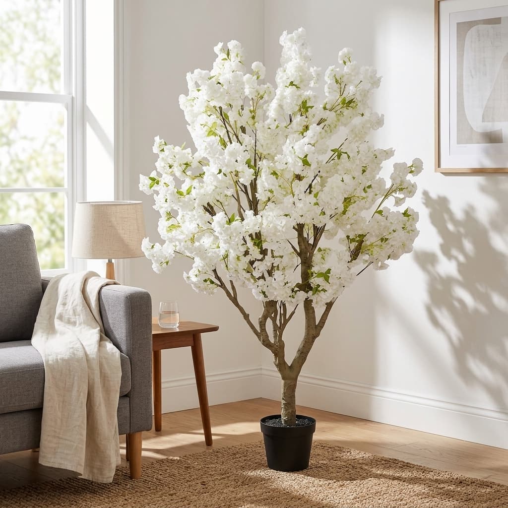 Artificial White Cherry Blossom Tree 260cm detail 2