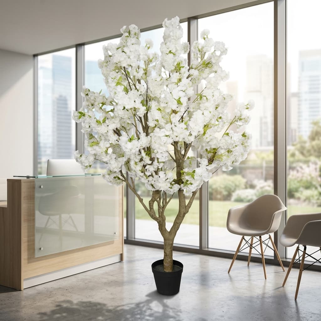 Artificial White Cherry Blossom Tree 260cm detail 4