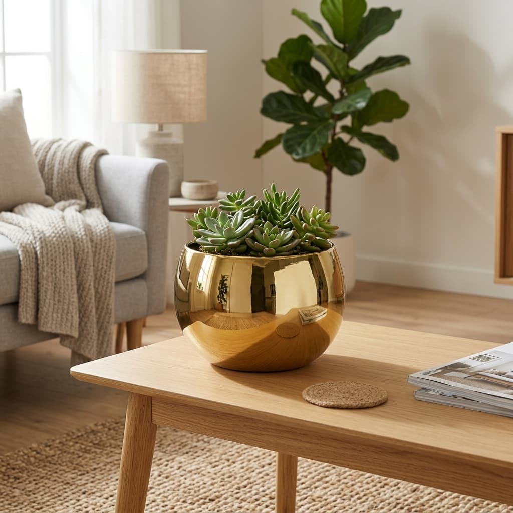 Minimalist Round Ceramic Planter Pot detail 2