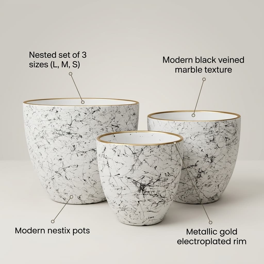 CP244 Contemporary Ceramic Planter 28cm detail 5