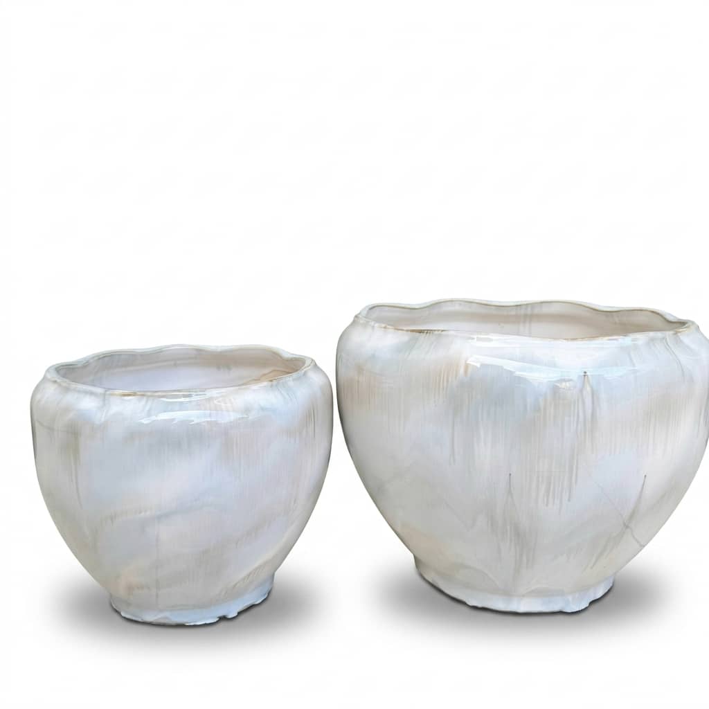 CP459 Modern Ribbed Ceramic Planter Set