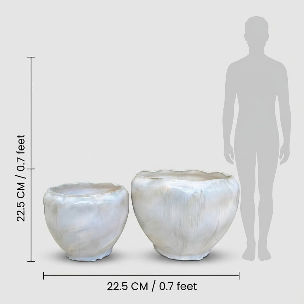 CP459 Modern Ribbed Ceramic Planter Set detail 3