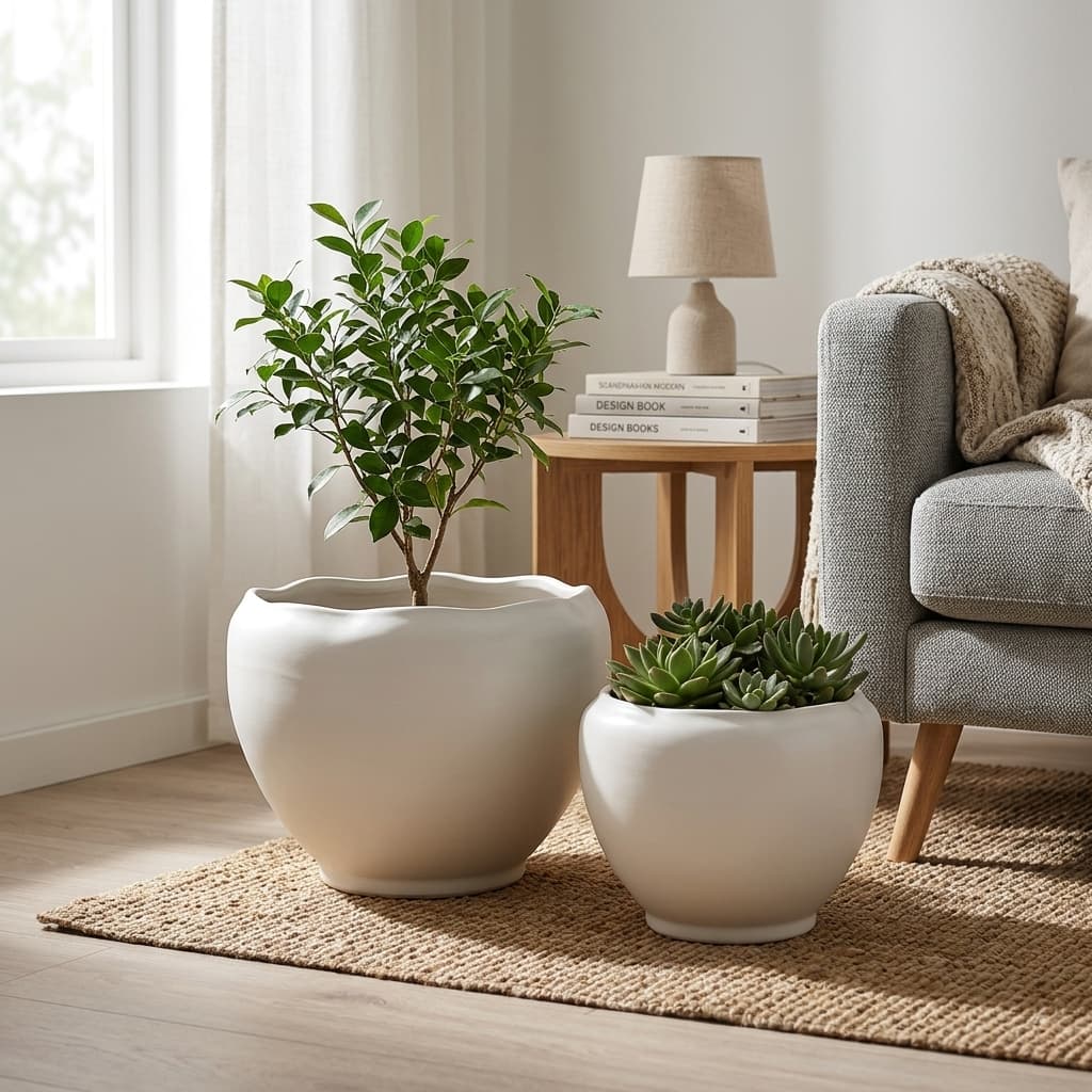 CP461 Textured Decorative Ceramic Planter Set detail 2