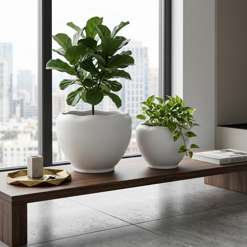 CP461 Textured Decorative Ceramic Planter Set detail 4