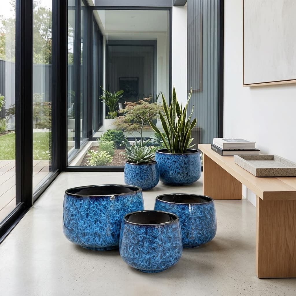 CP464 Contemporary 3-Piece Ceramic Pot Set detail 4