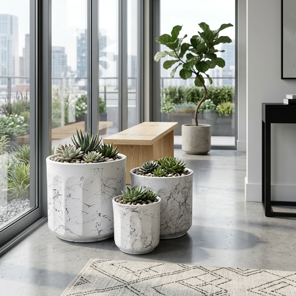 Nested Trio Ceramic Planter Pot Set detail 4