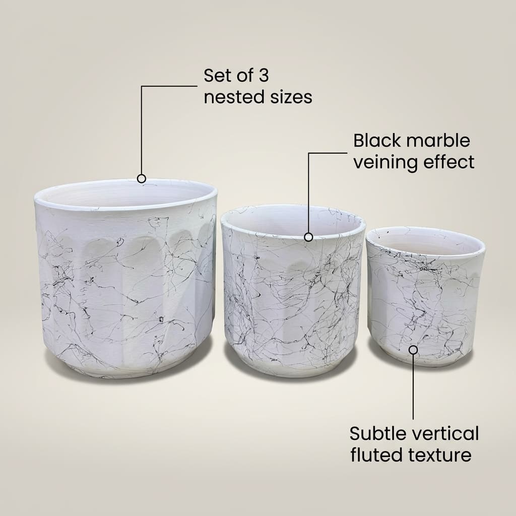 Nested Trio Ceramic Planter Pot Set detail 5