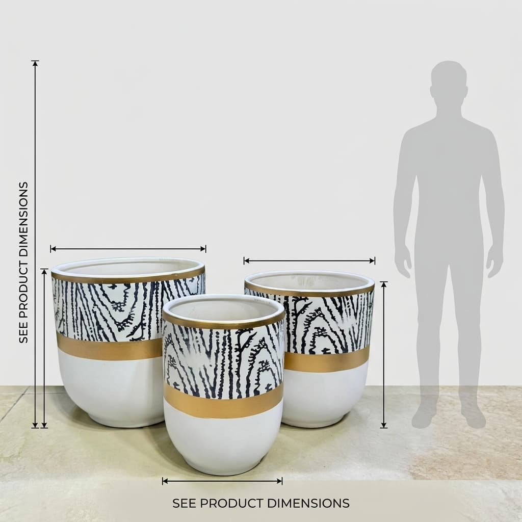 Modern Ribbed Ceramic Pot 26cm detail 3