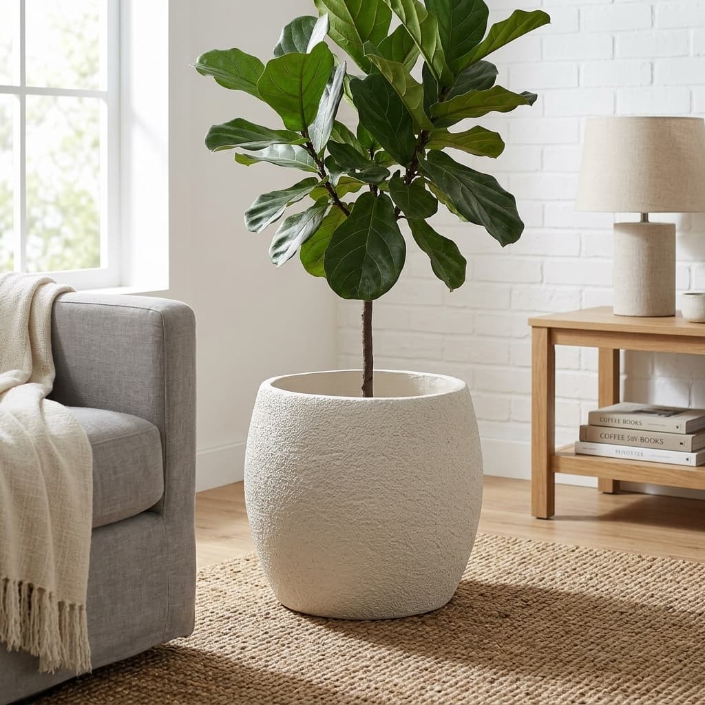 CP81-1 Square Fiber Clay Planter Pot detail 2
