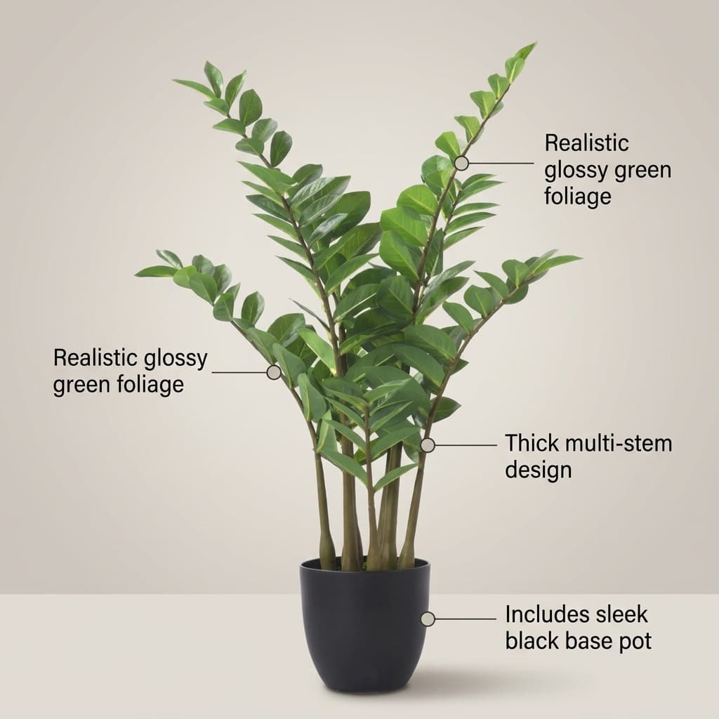 Deluxe Mixed Green Artificial Plant 75cm detail 5