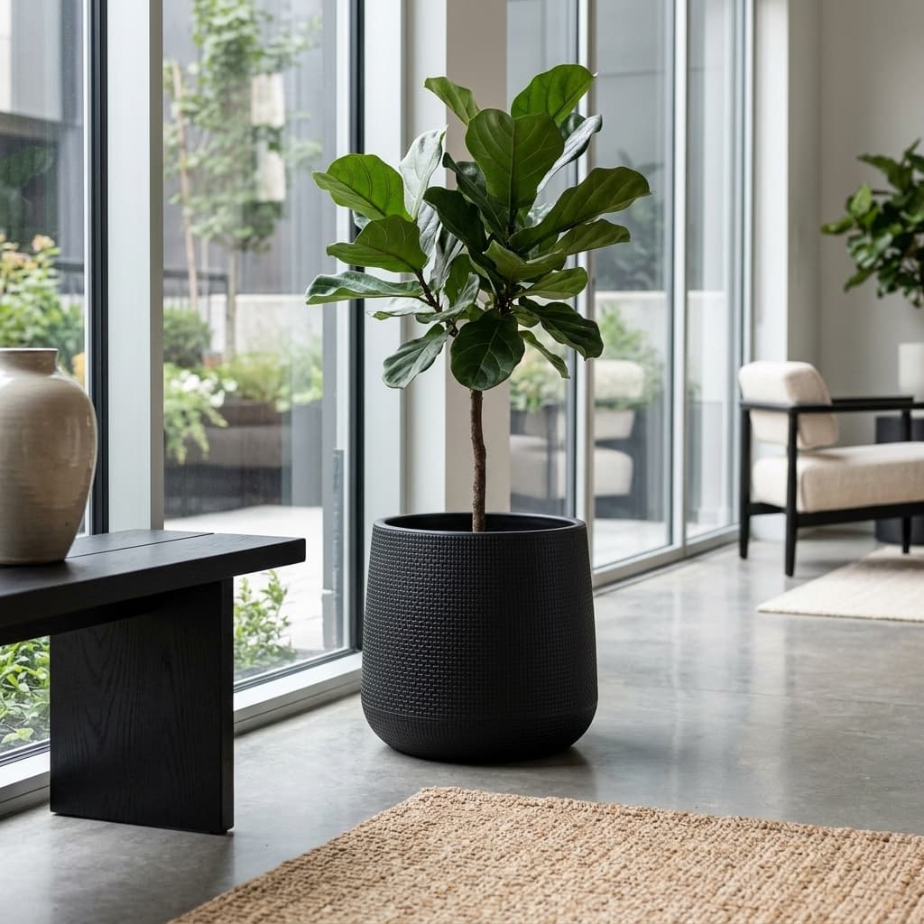 Modern Black Square Plastic Pot 28x28cm detail 4