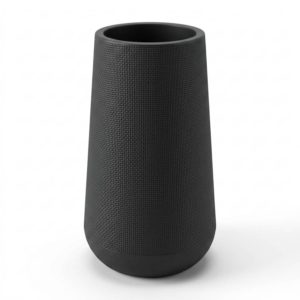 Tall Cylindrical Black Plastic Planter 30x64cm