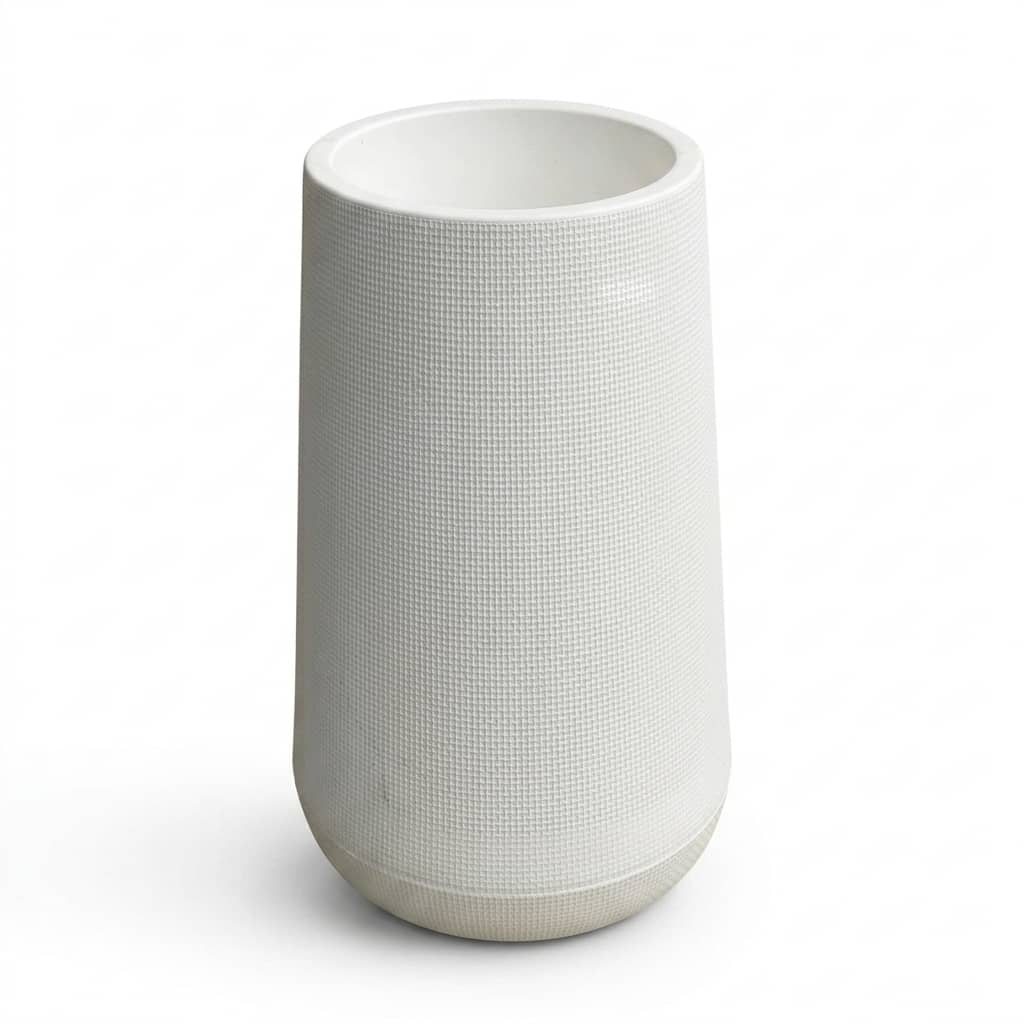 Tall White Tapered Plastic Planter 30x64cm