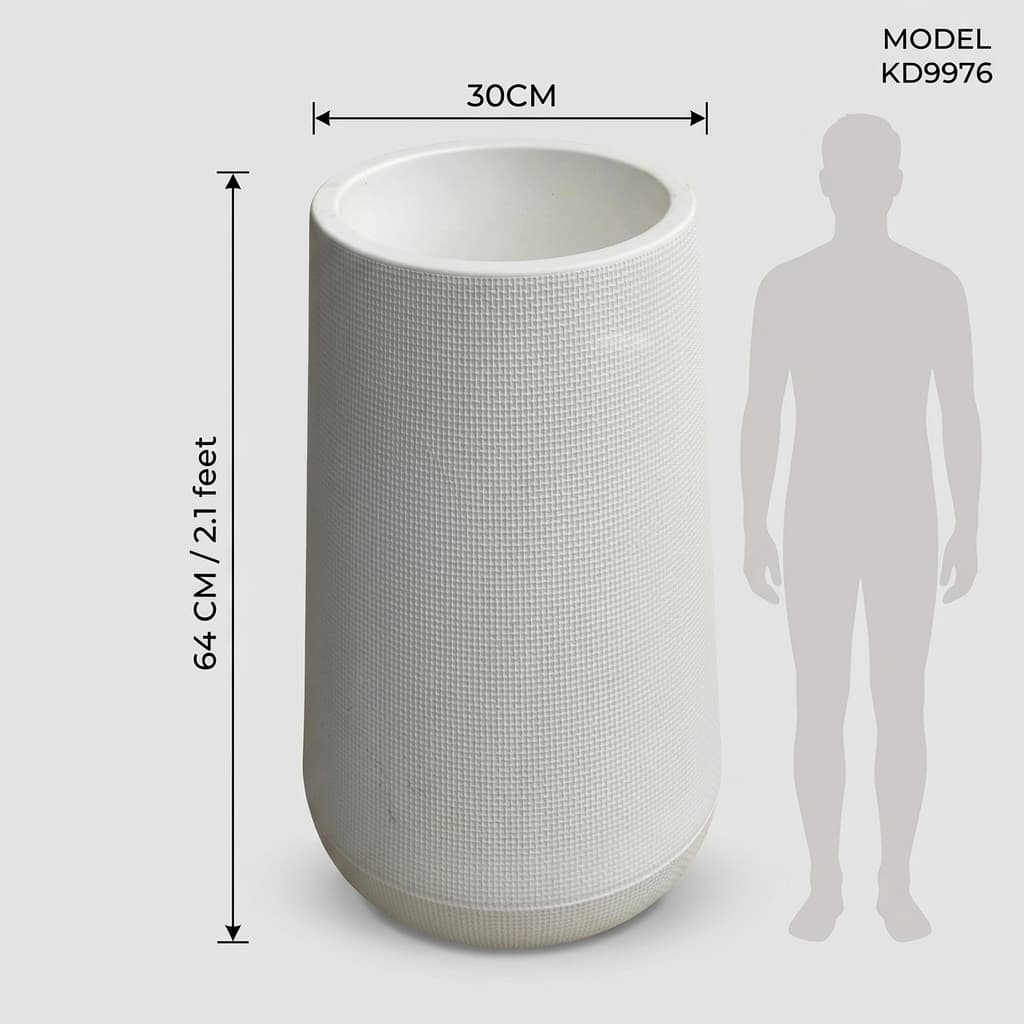 Tall White Tapered Plastic Planter 30x64cm detail 3
