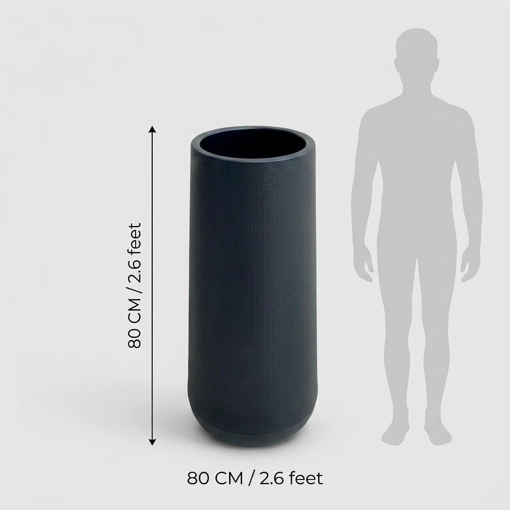 Sleek Black Tall Cylinder Plastic Pot 30x80cm detail 3