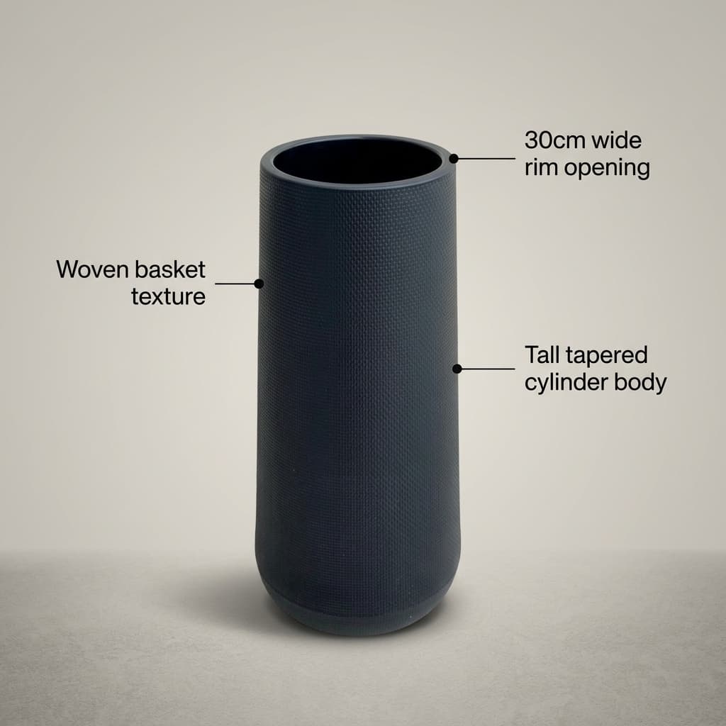 Sleek Black Tall Cylinder Plastic Pot 30x80cm detail 5