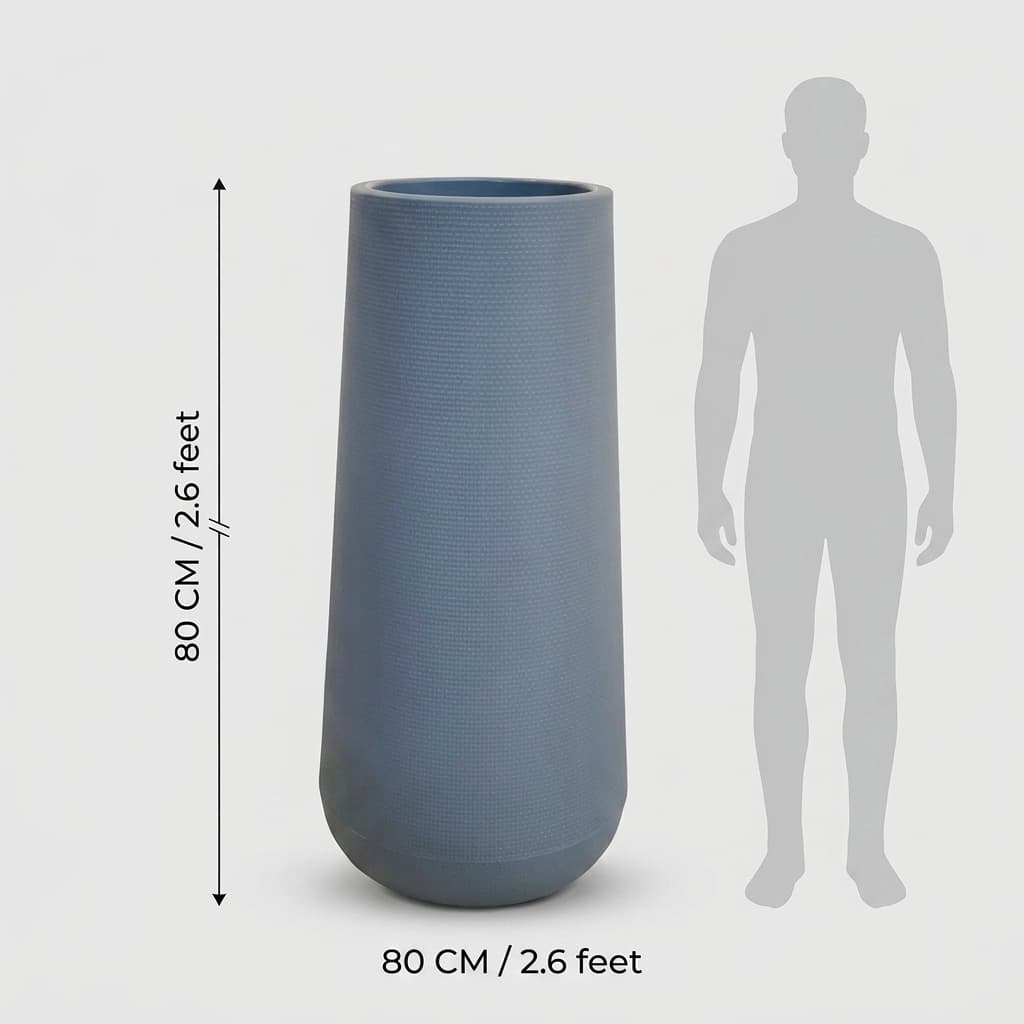 Modern Grey Tall Plastic Planter 30x80cm detail 3