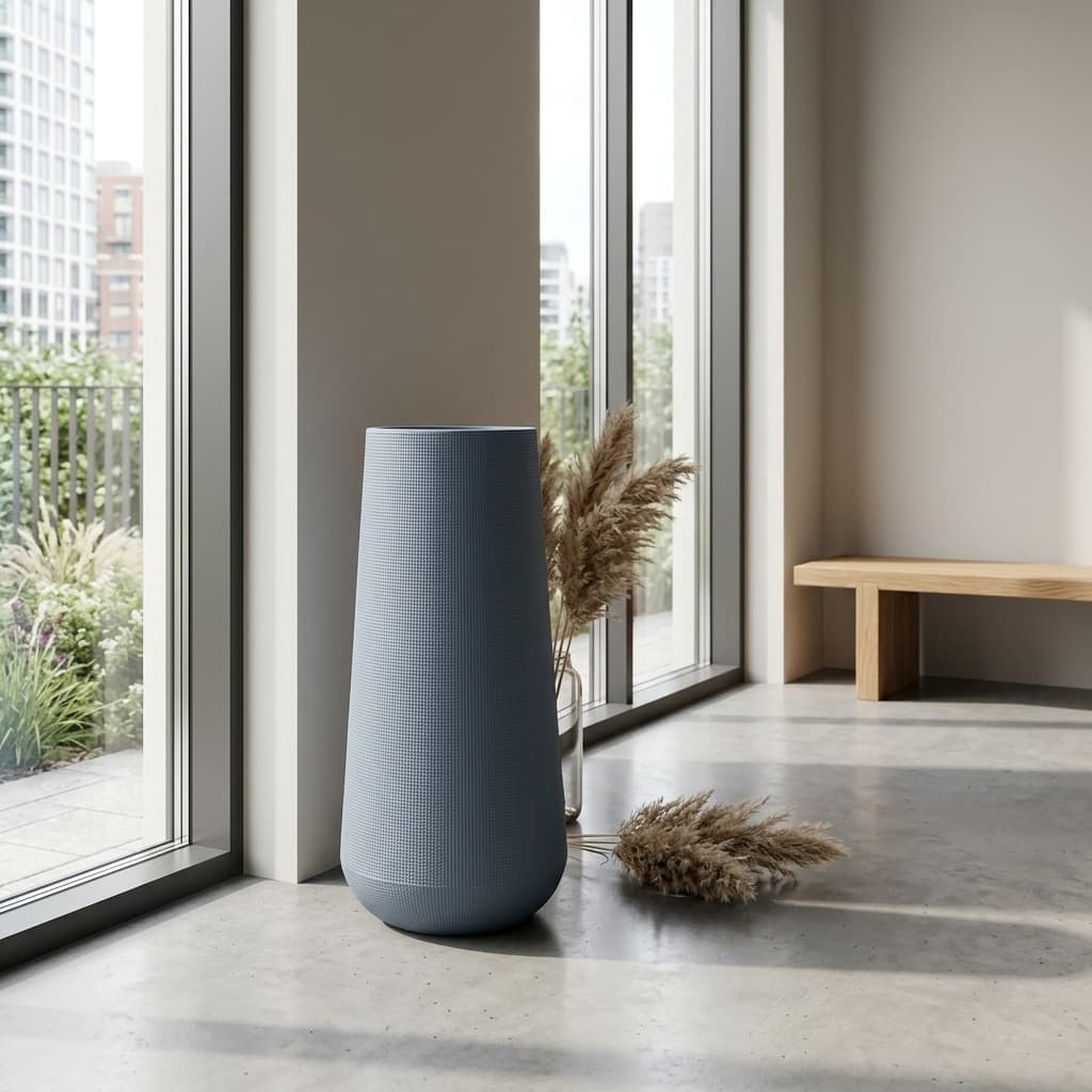 Modern Grey Tall Plastic Planter 30x80cm detail 4