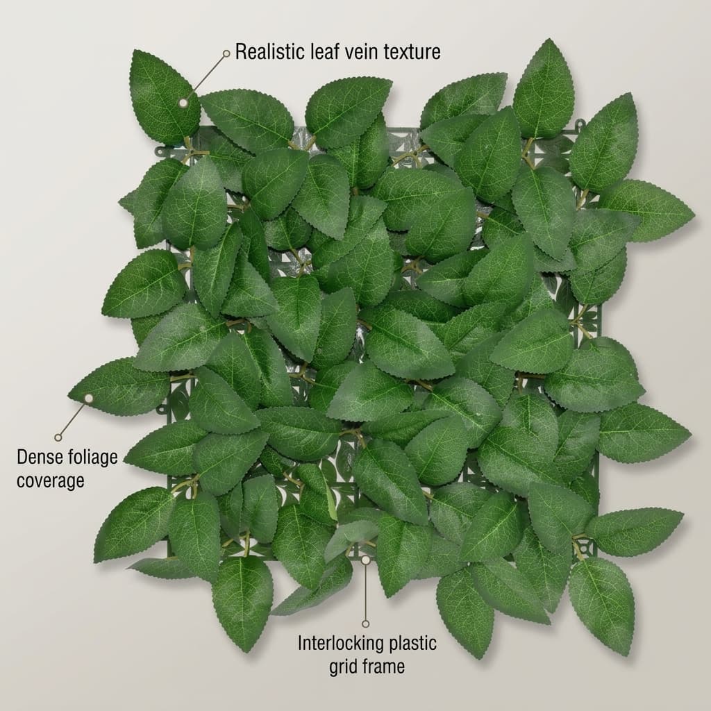 Mixed Fern & Grass Wall Plant Mat 30x30cm detail 5