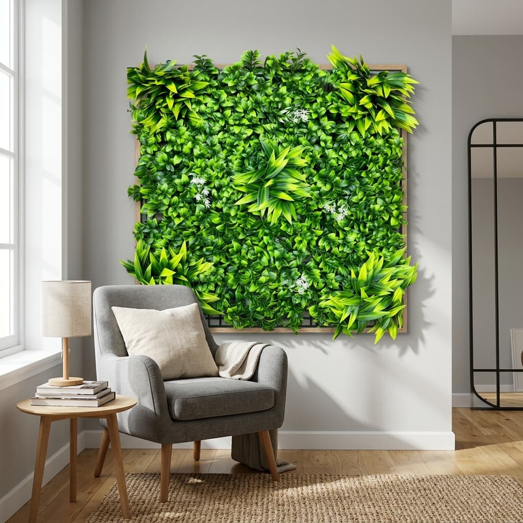 Compact Fern Artificial Wall Panel 50x50cm detail 2