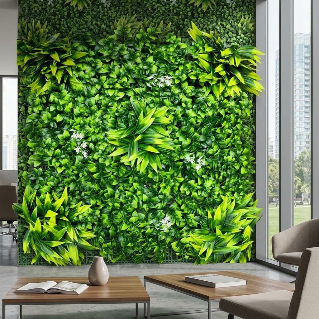 Compact Fern Artificial Wall Panel 50x50cm detail 4