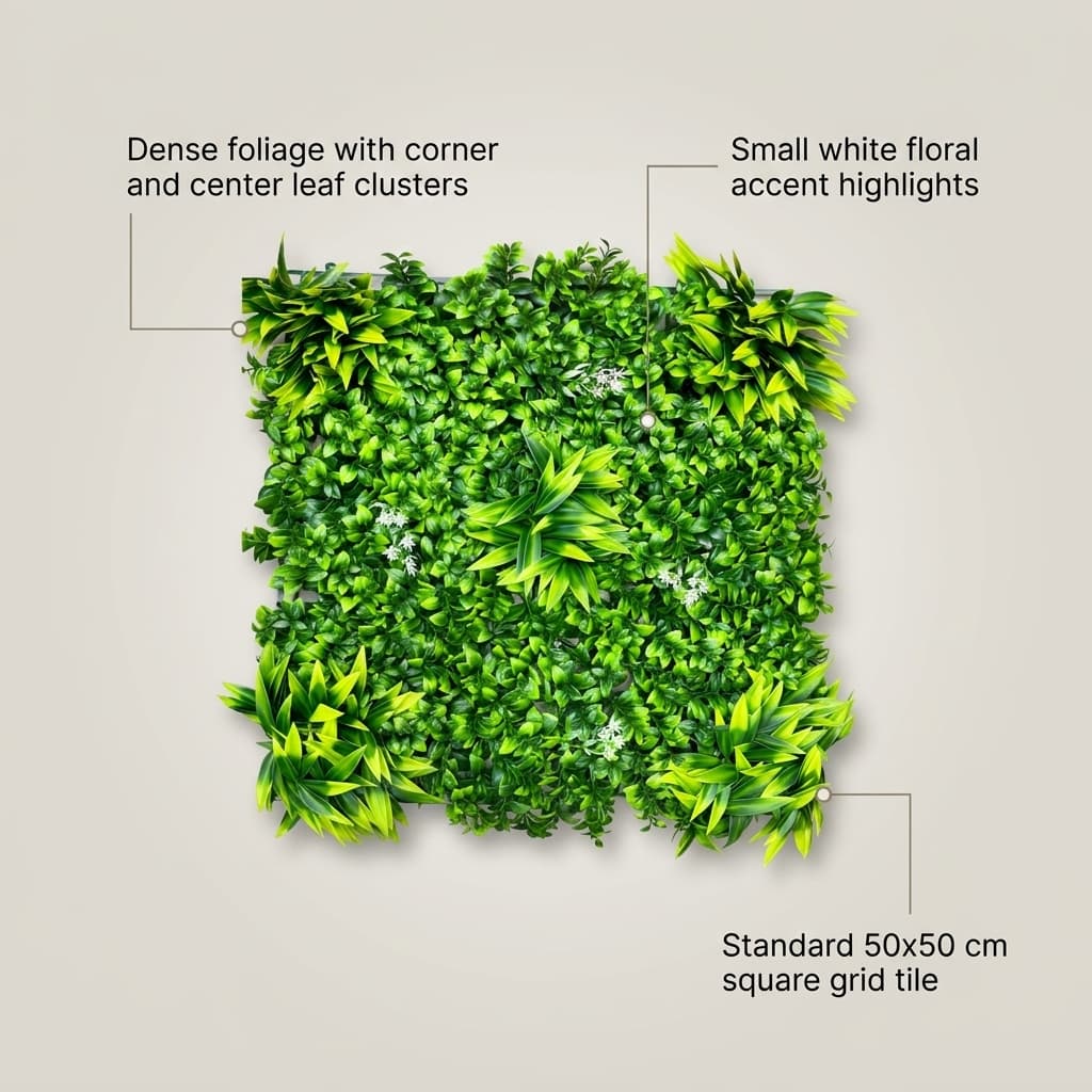Compact Fern Artificial Wall Panel 50x50cm detail 5