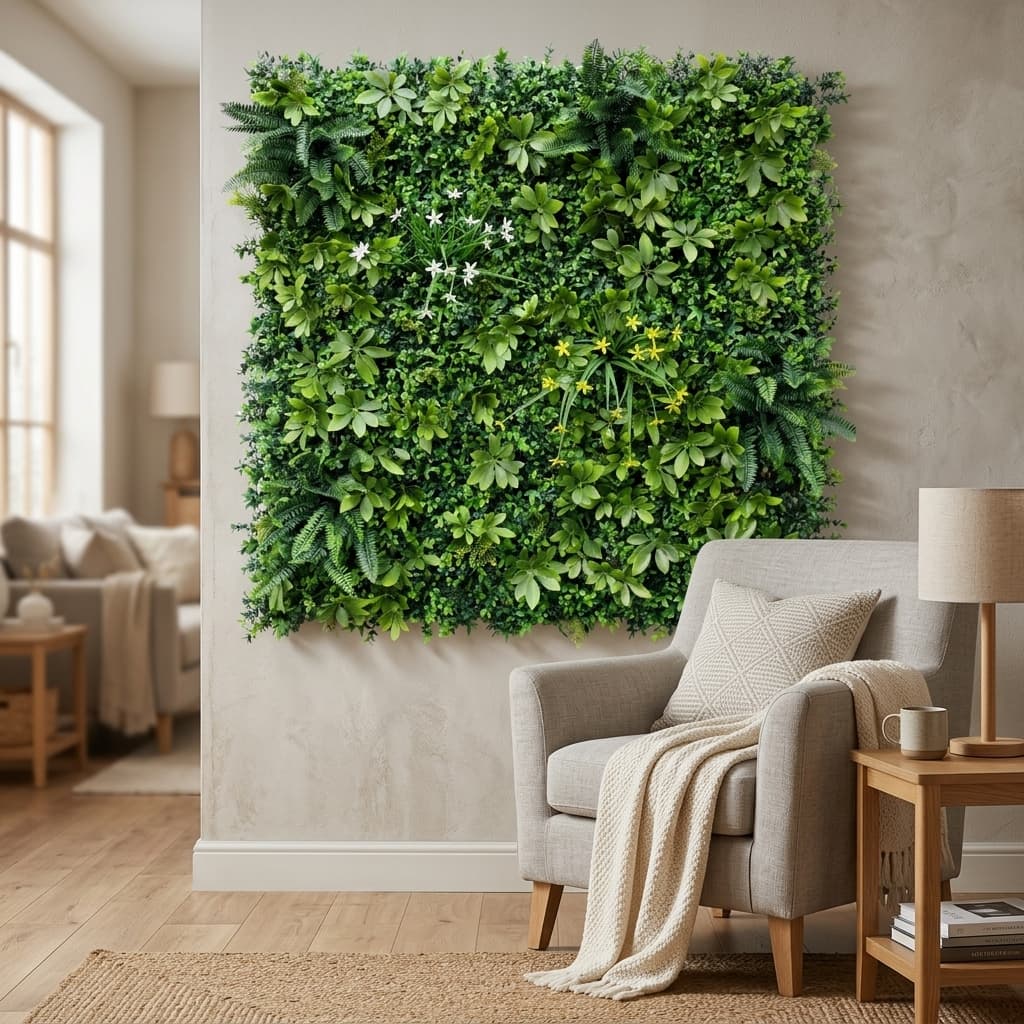 MF004 Mixed Foliage Green Wall Mat 1x1m detail 2