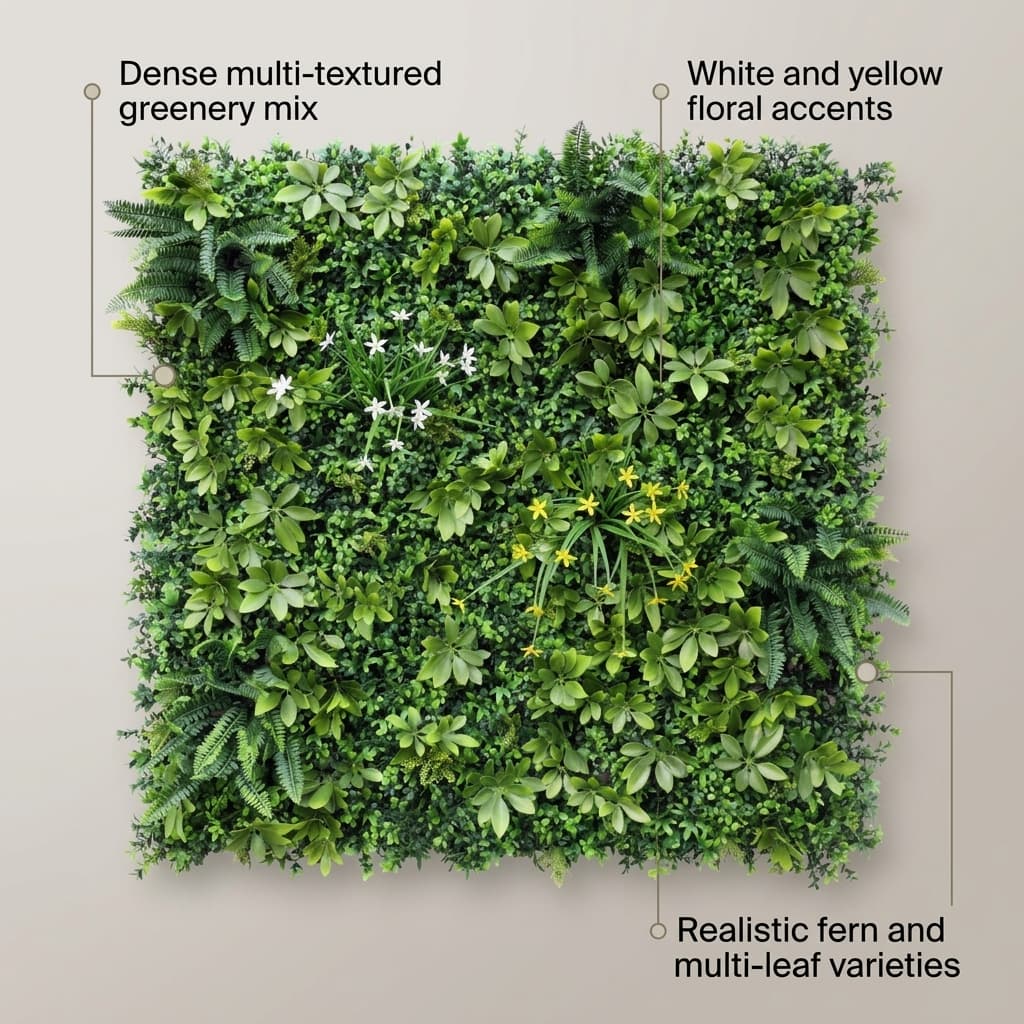 MF004 Mixed Foliage Green Wall Mat 1x1m detail 5