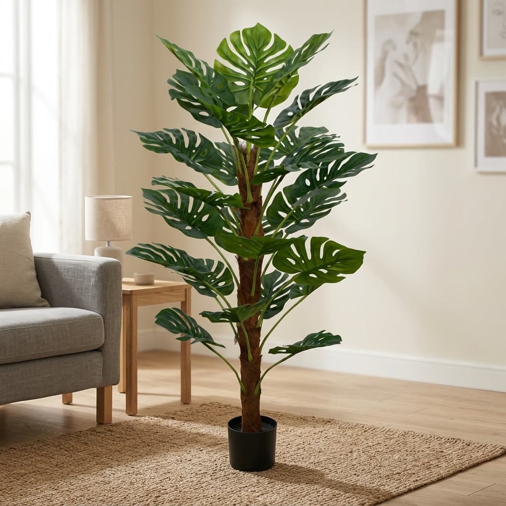 Compact Artificial Monstera Plant 120cm detail 2
