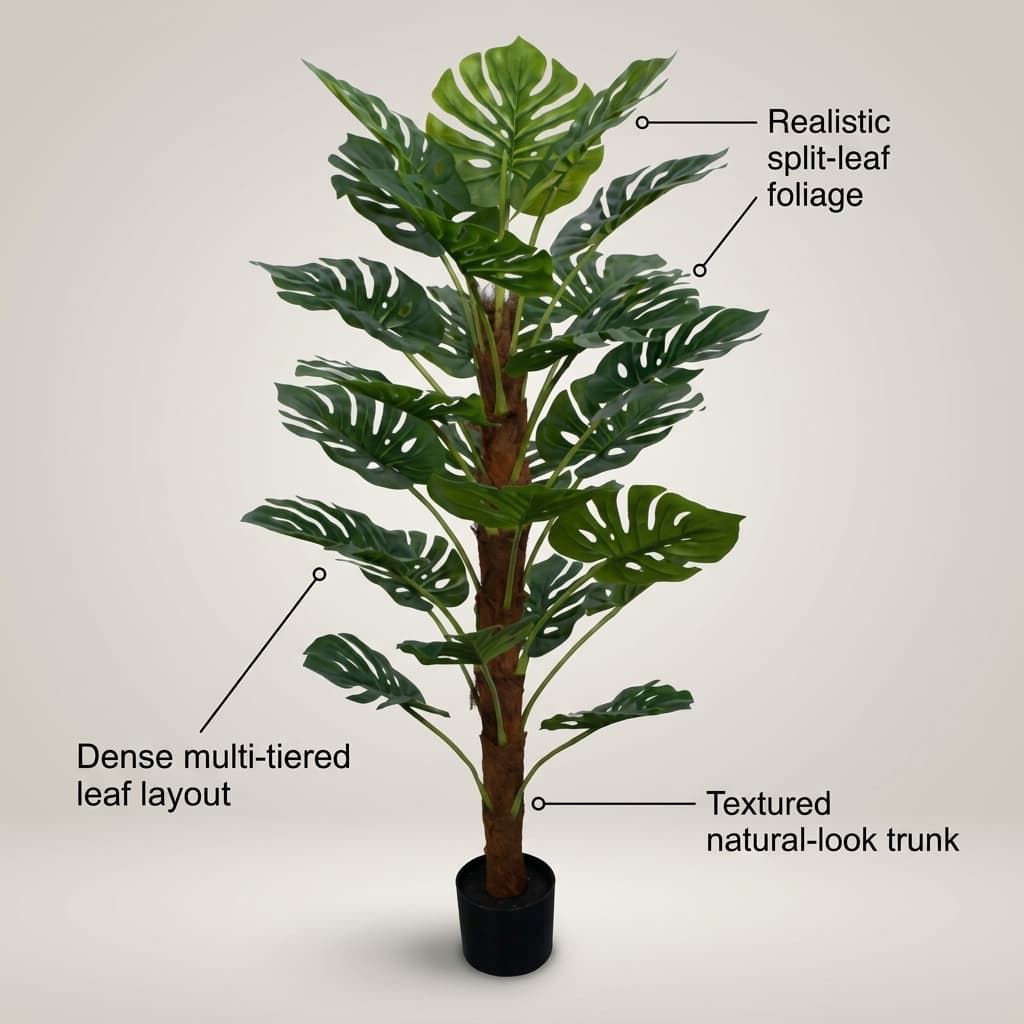 Compact Artificial Monstera Plant 120cm detail 5