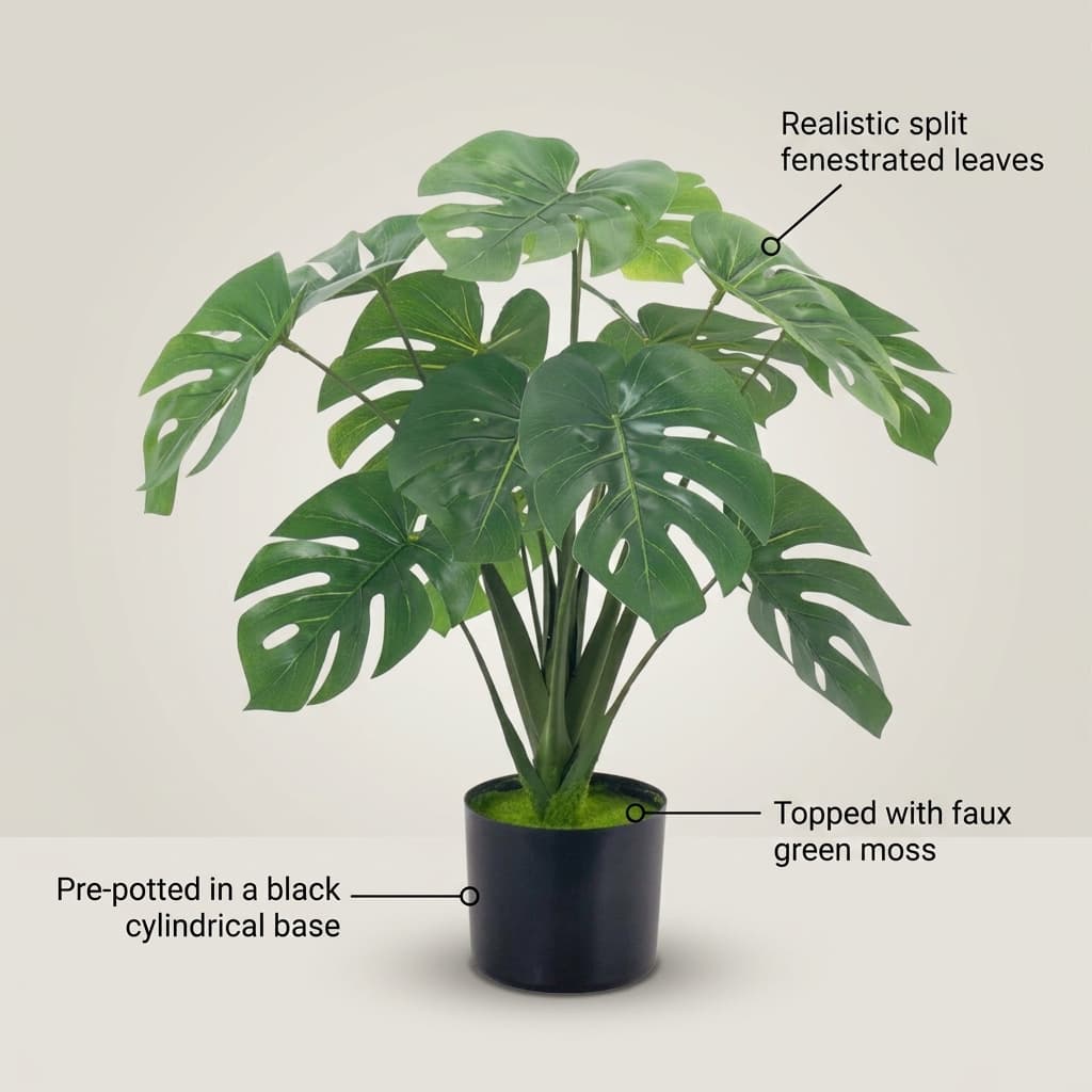 Small Artificial Monstera Plant 80cm detail 5