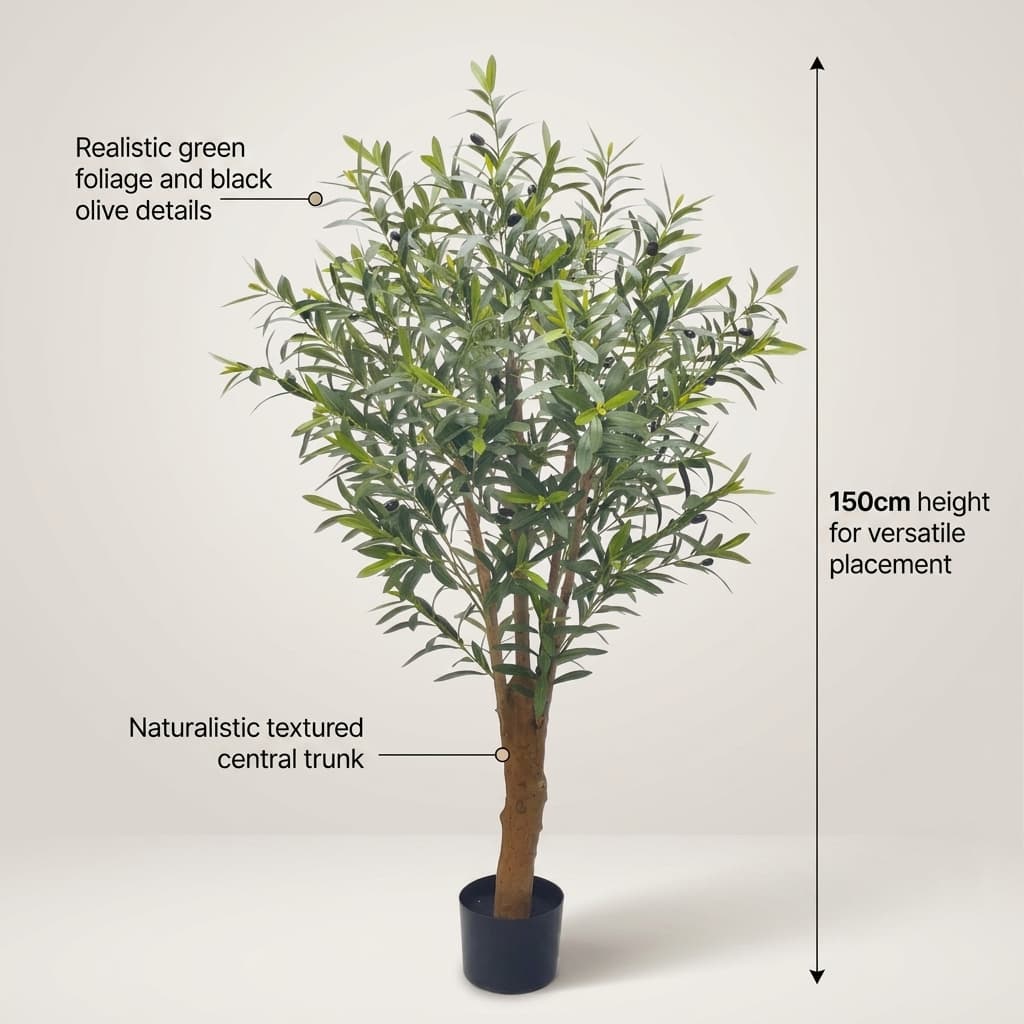 Grand Green Artificial Olive Tree 150cm detail 5