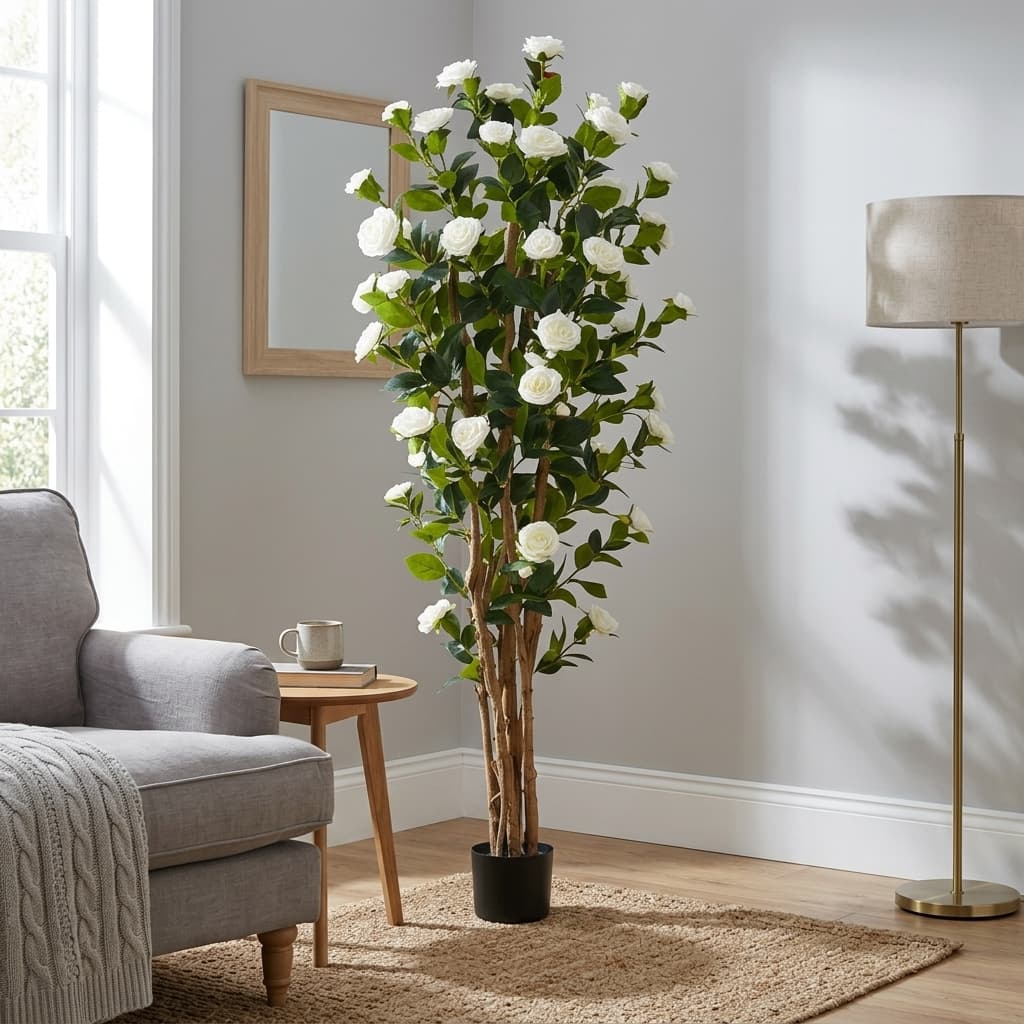 Artificial White Camellia Tree 180cm detail 2
