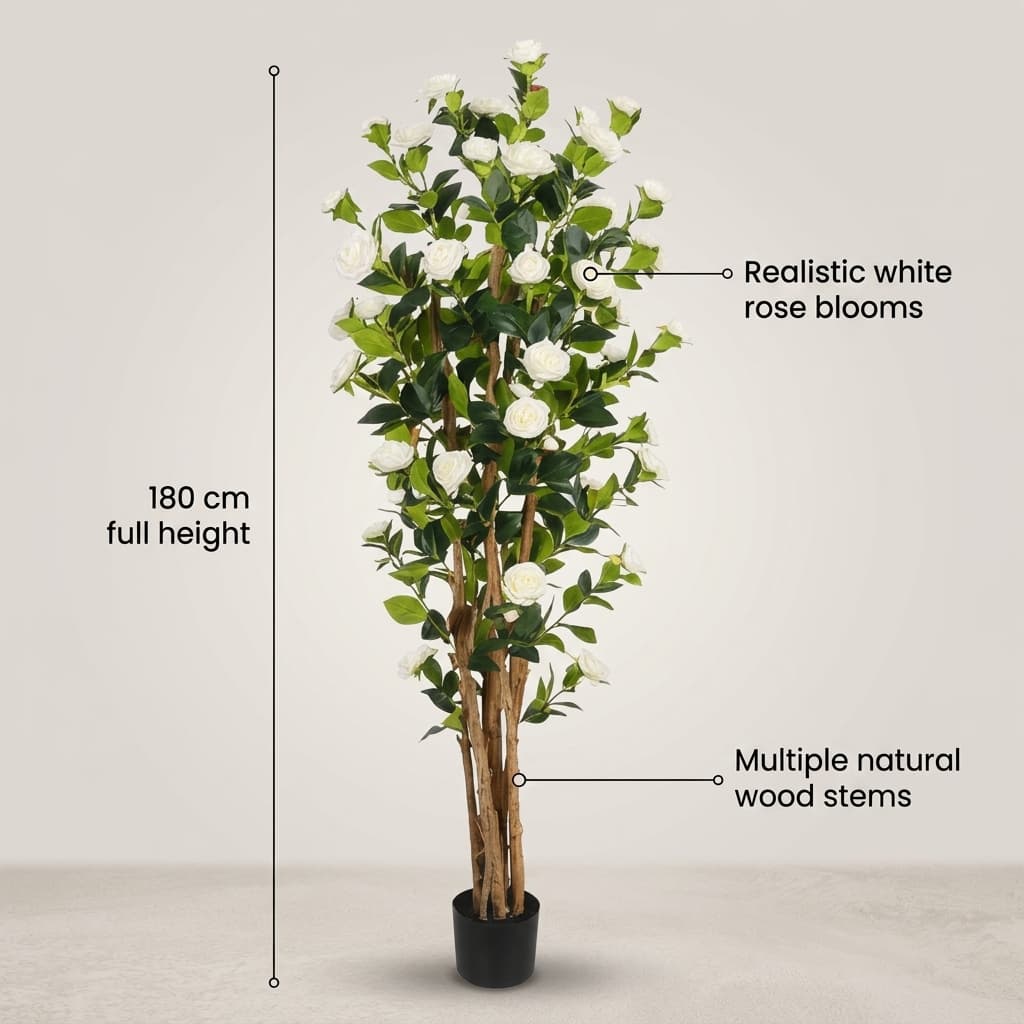 Artificial White Camellia Tree 180cm detail 5