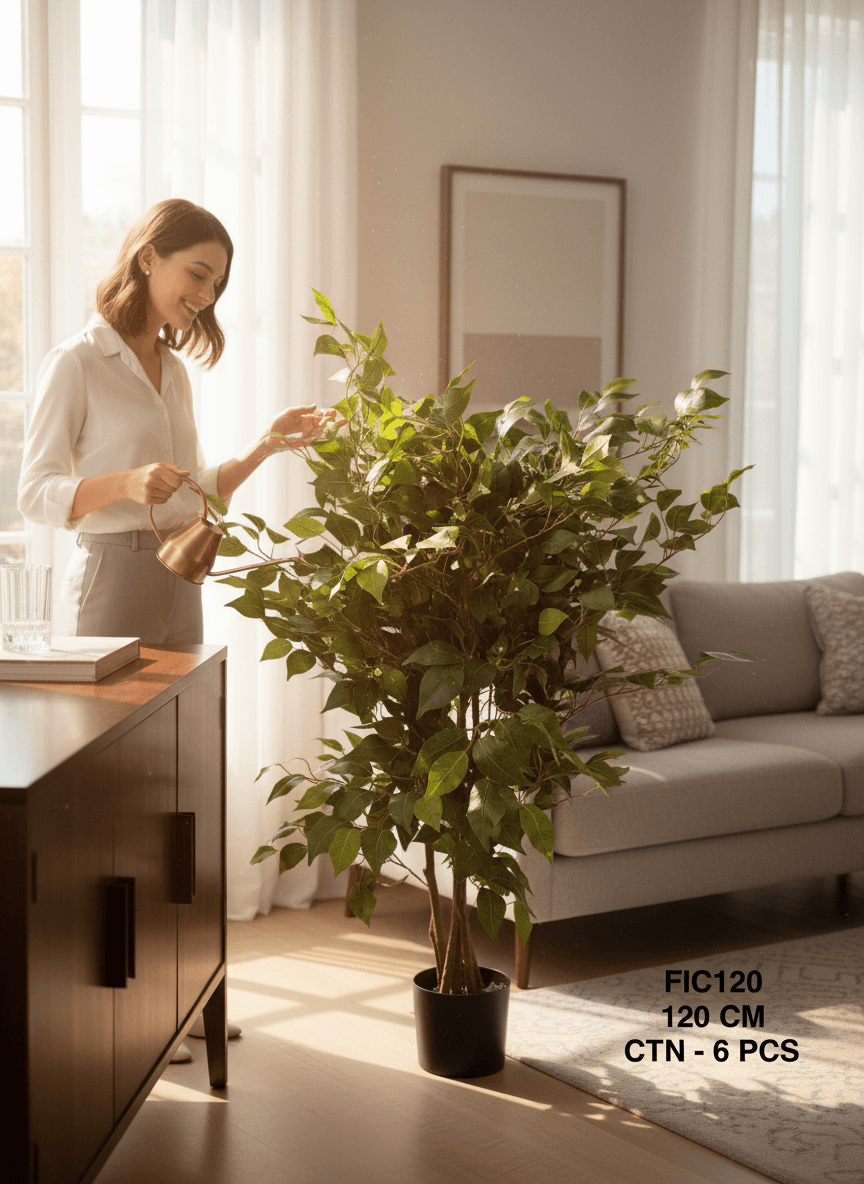 120 CM Artificial Ficus Tree - Realistic Indoor Plant for Home & Office Decor detail 2
