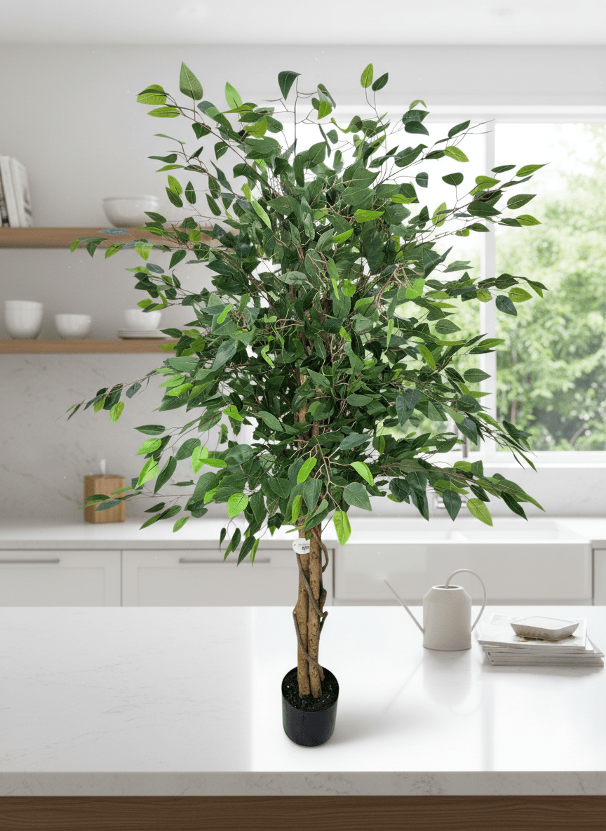 150 CM Artificial Ficus Tree with Real Touch Leaves - Lifelike Indoor Decor detail 2