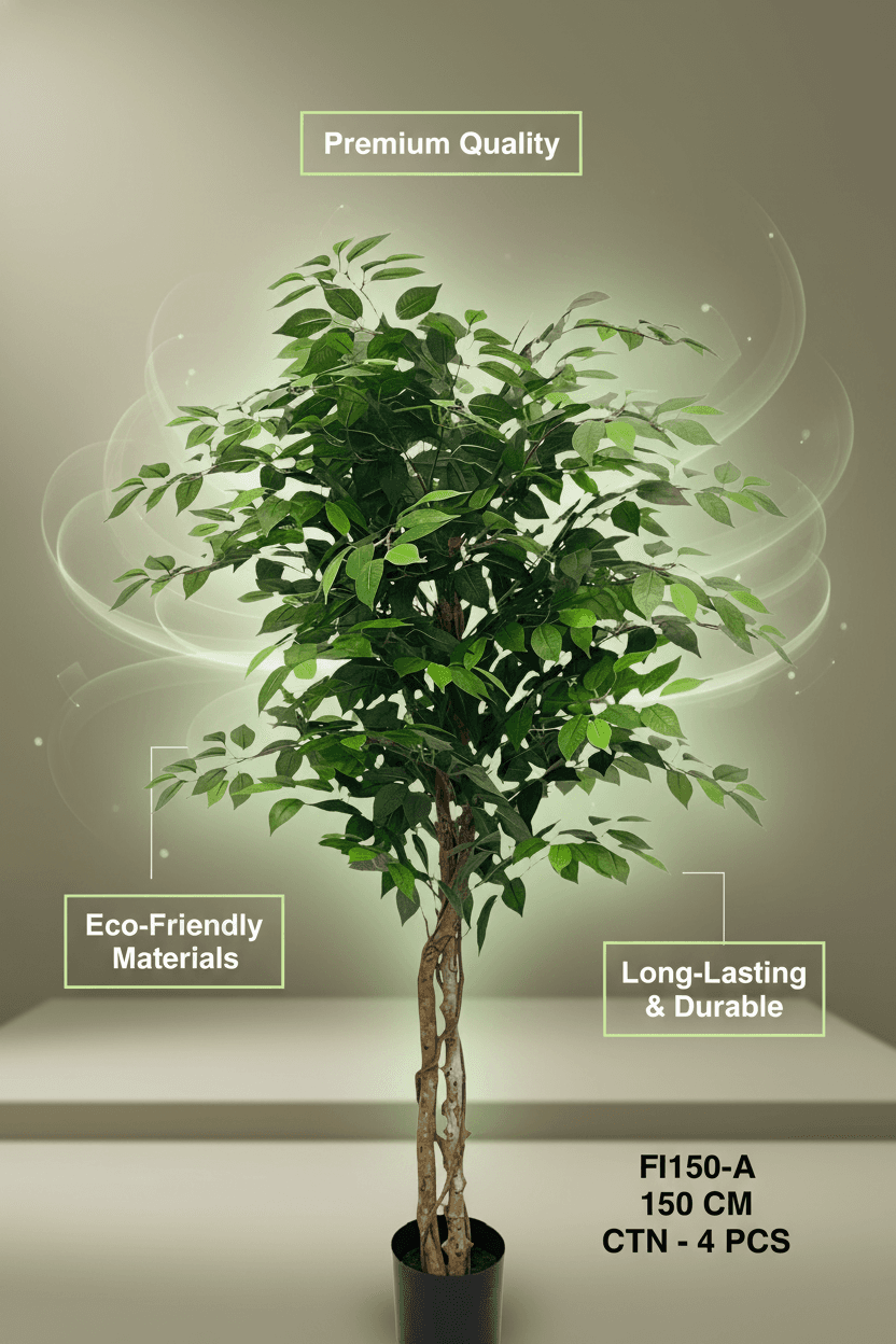 150cm Artificial Ficus Tree - Realistic Faux Plant for Home & Office Decor