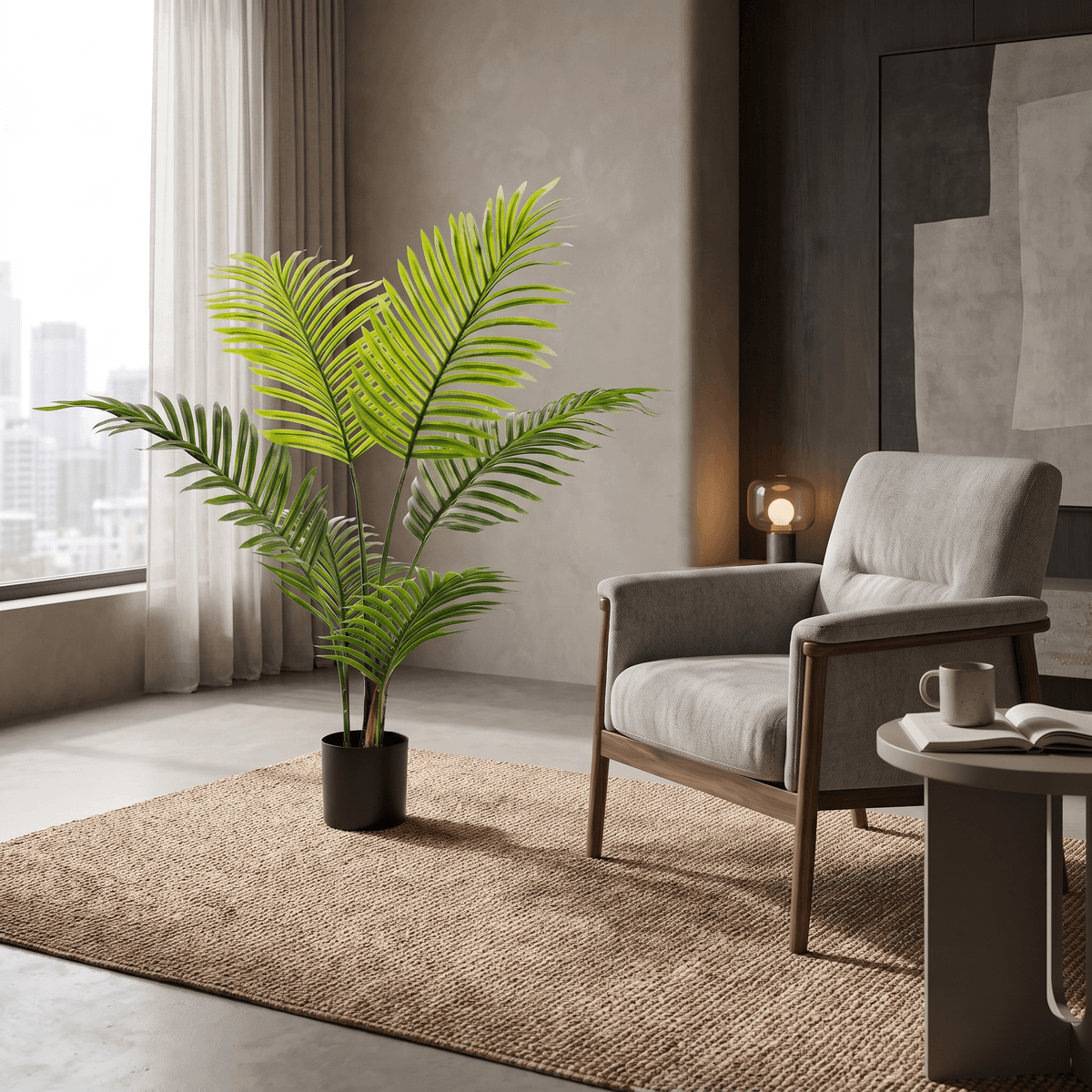 100cm Artificial Palm Tree Realistic Leaves detail 3